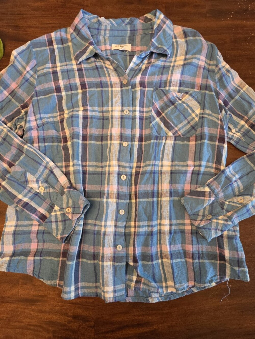 Candace Cameron Bure Plaid Button Front Shirt Size MP